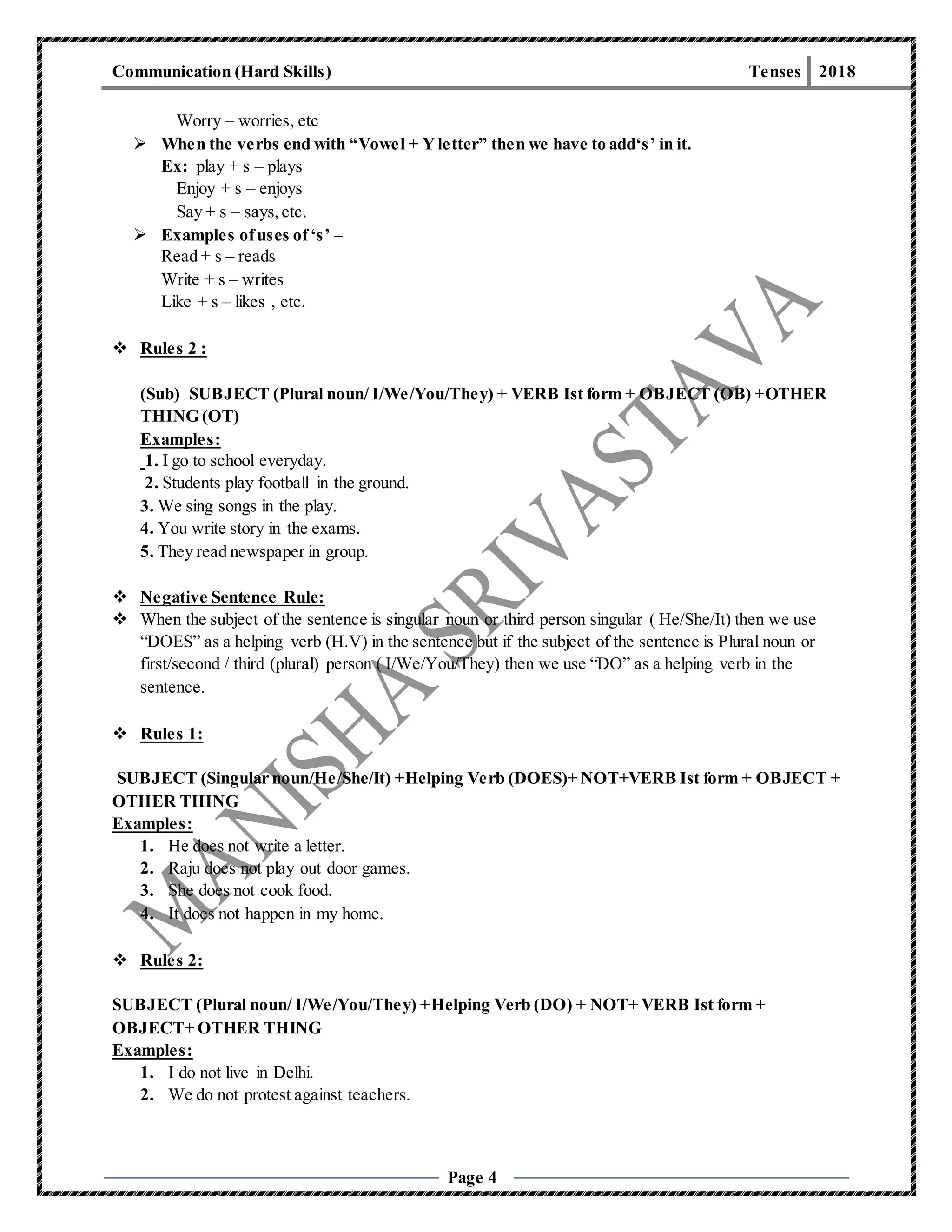 Simple present tenses | DOCX