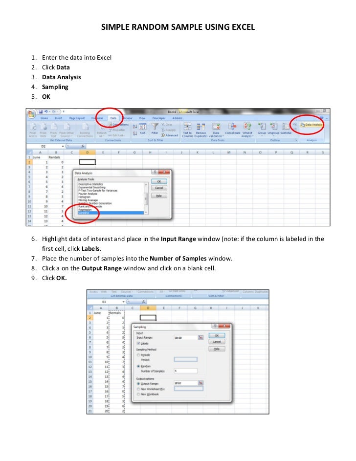 simple random sample using excel simple sample