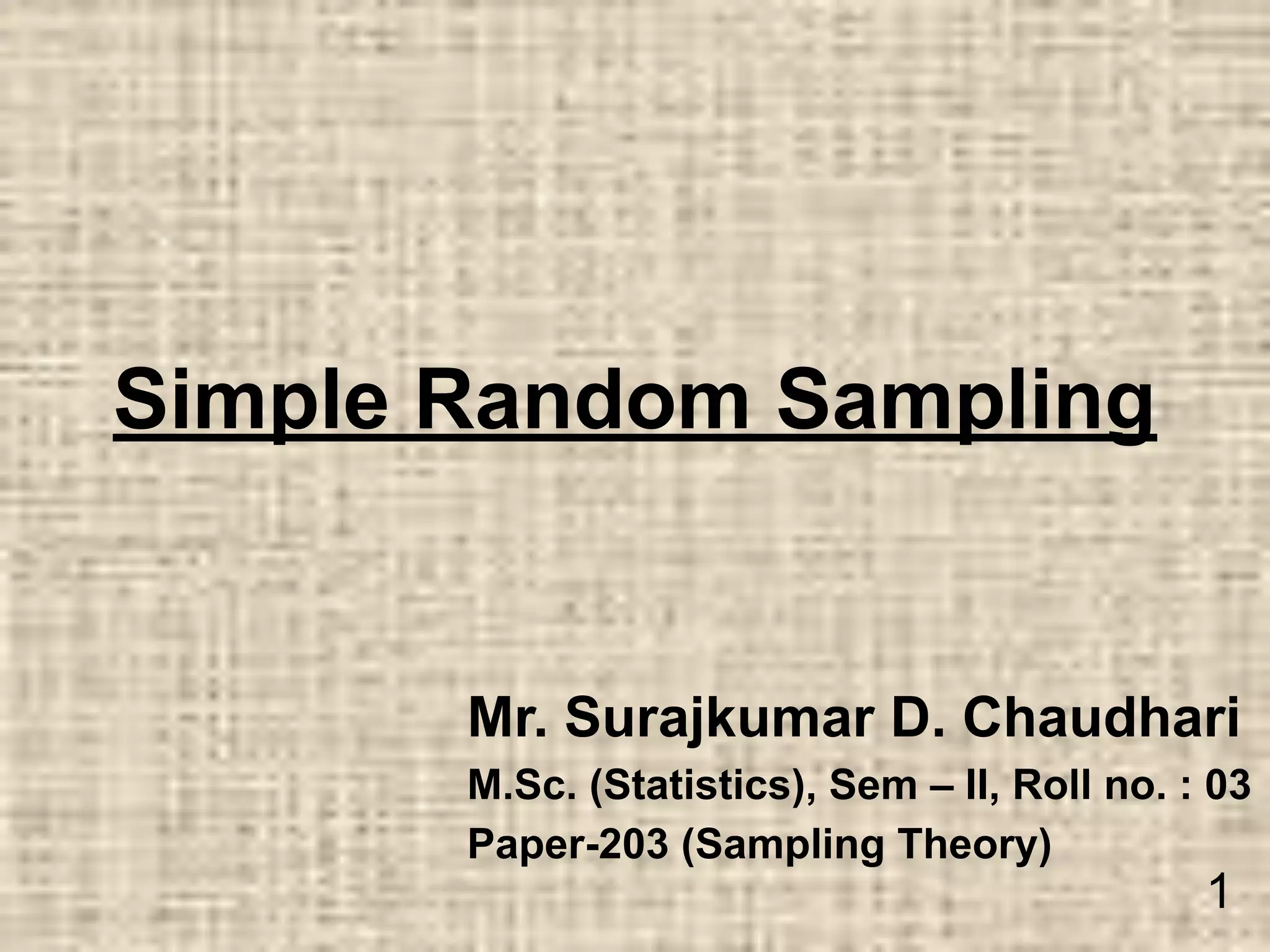 Simple Random Sampling | PDF