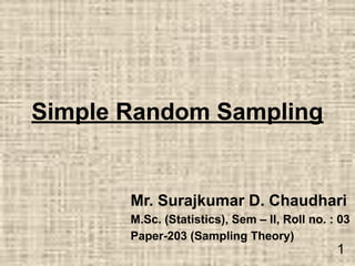 Simple Random Sampling Ppt Simple Random Sampling Ppt