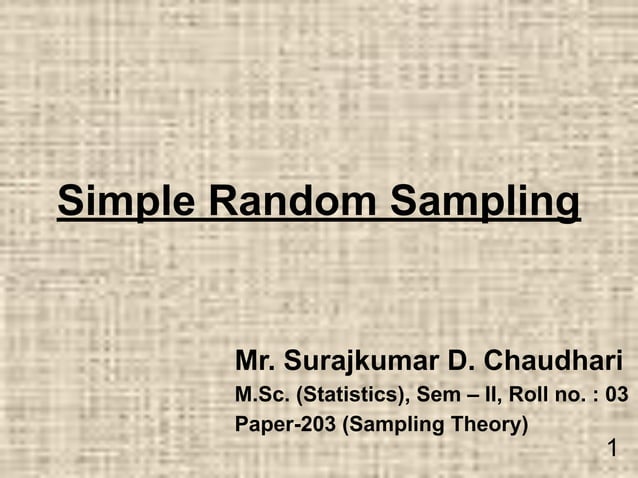 Simple Random Sampling | PDF