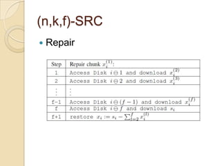 (n,k,f)-SRC
   Repair
 
