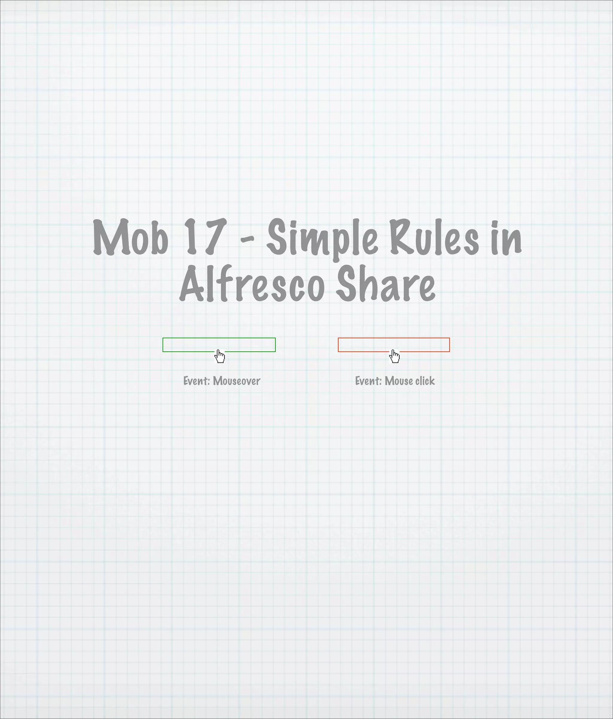 Mob 17 - Simple Rules in
    Alfresco Share
     Event: Mouseover   Event: Mouse click
 