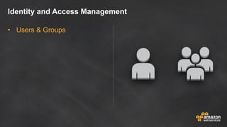 Identity and Access Management
• Users & Groups
 