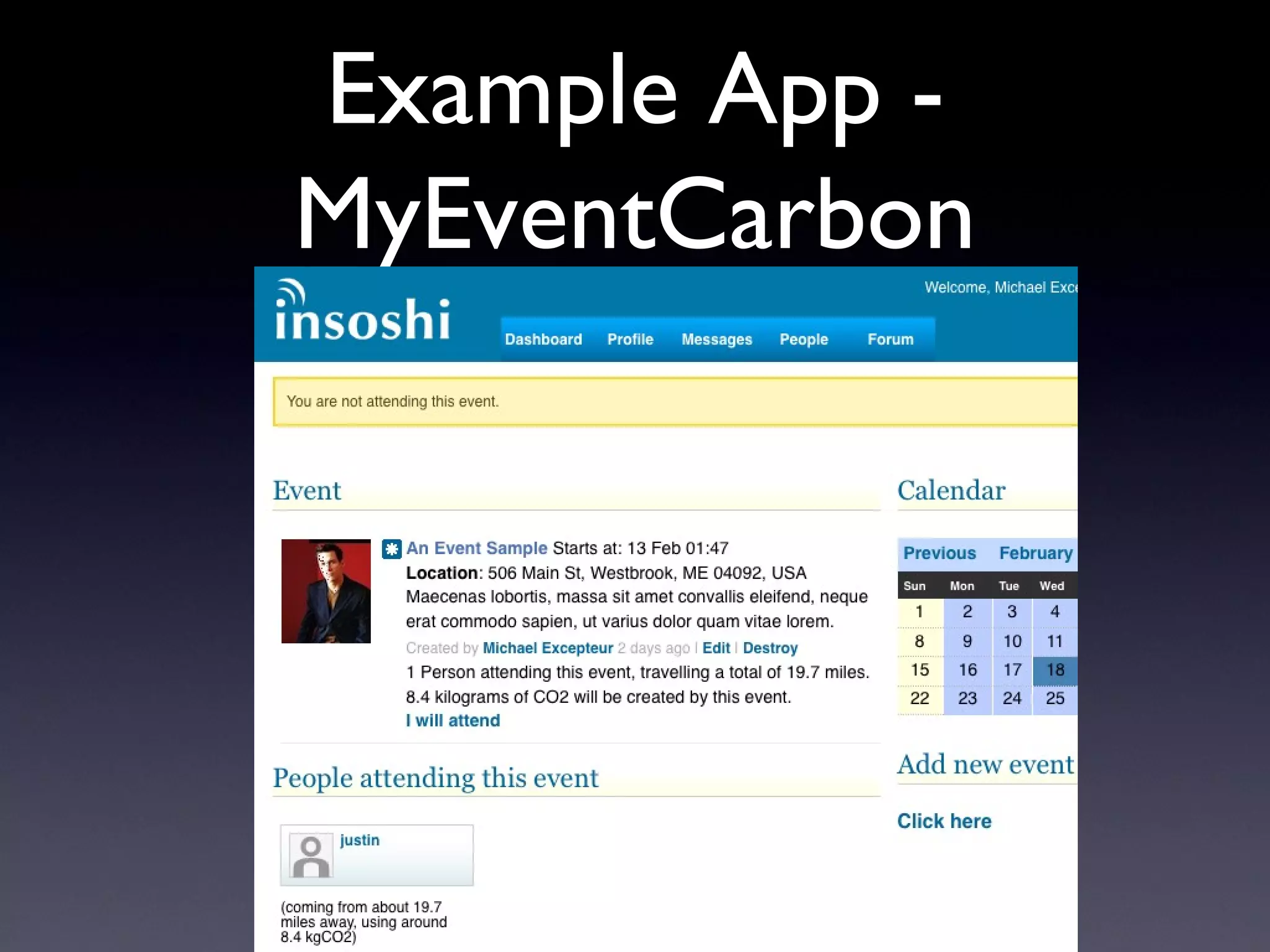 Example App - MyEventCarbon 
