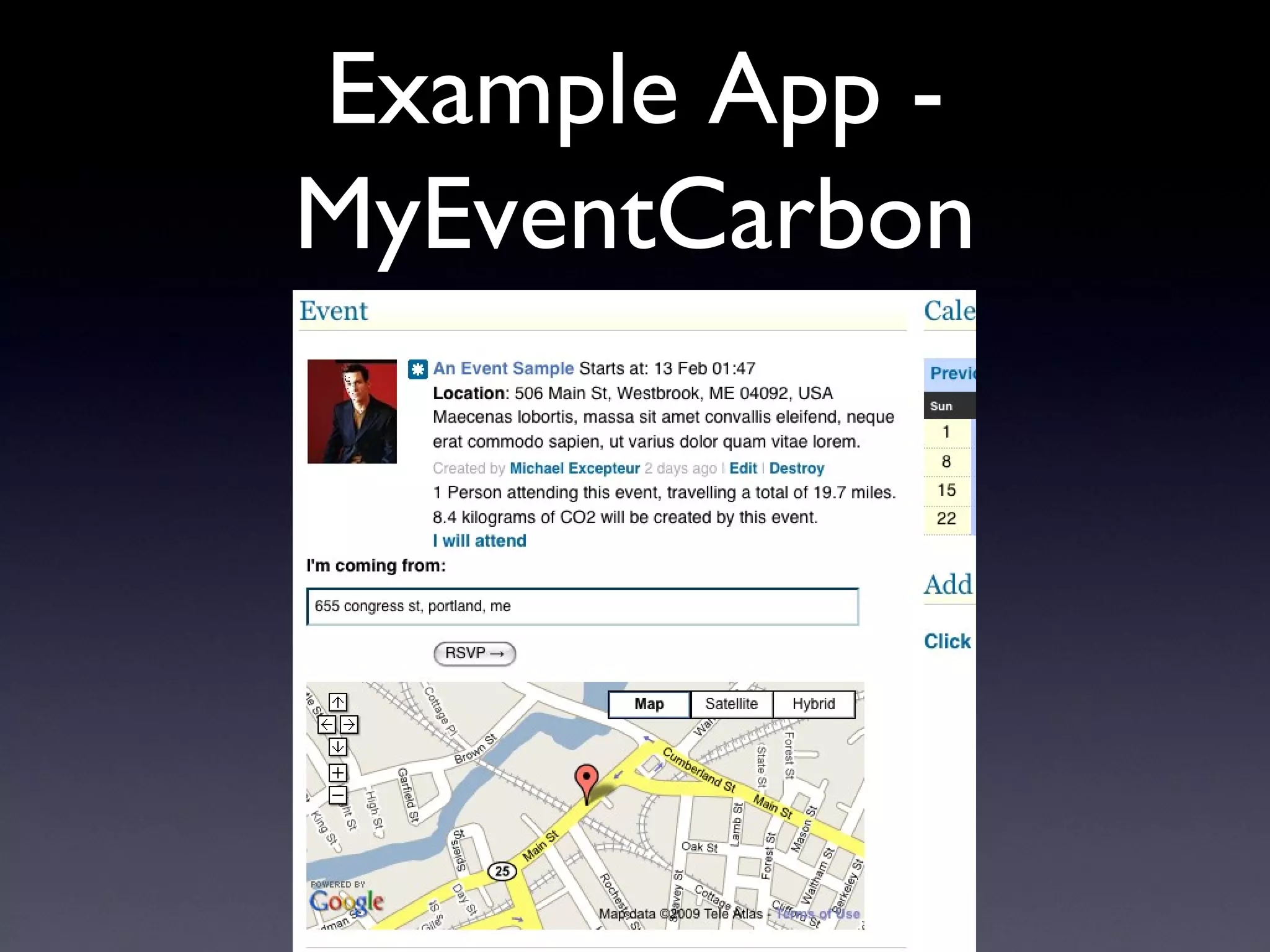 Example App - MyEventCarbon 