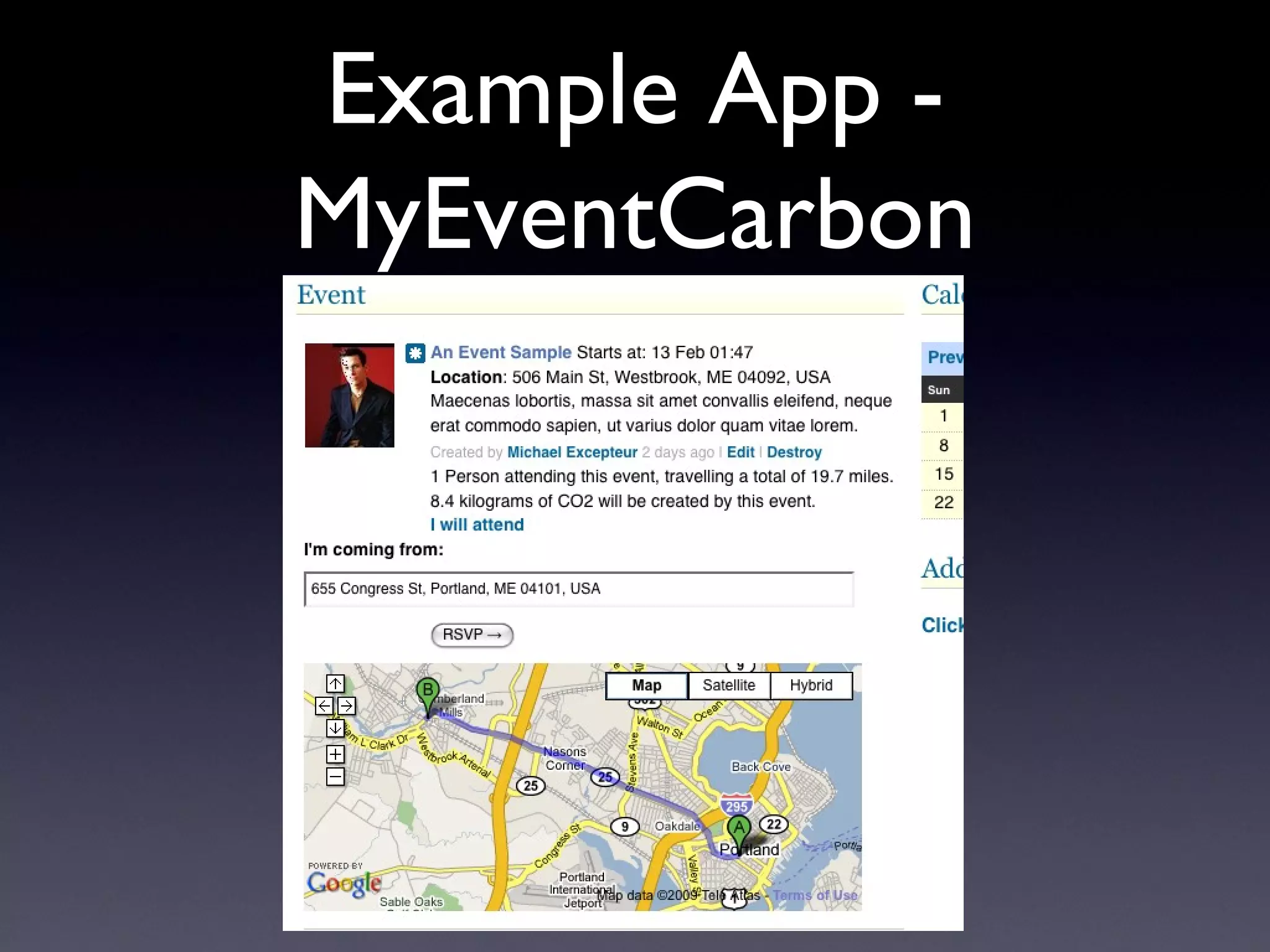 Example App - MyEventCarbon 