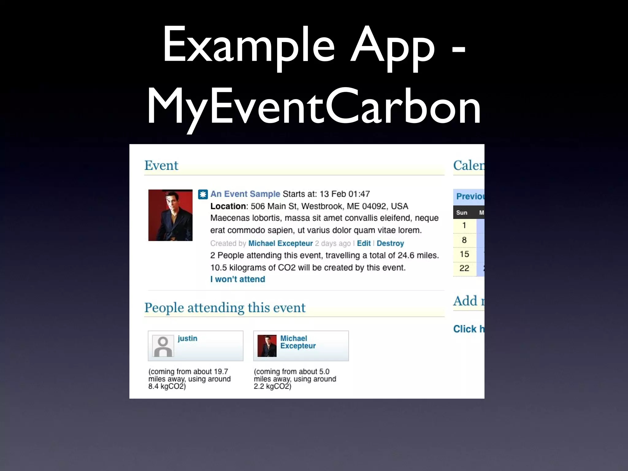 Example App - MyEventCarbon 