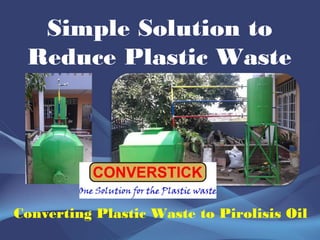 Simple Solution to
Reduce Plastic Waste
Converting Plastic Waste to Pirolisis Oil
 