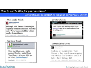 Social Media Strategy Fundamentals:Social Media Strategy Fundamentals:Step by step guide to use TwitterStep #5 : The newsfeed. Understand Twitter VocabularyHashtag (#):A hashtag before a word create a link that allows you to find, categorize or follow  all the tweets using the same hashtag.  Retweet (RT):Retweeting is the act of reposting somebody else’s tweet.  