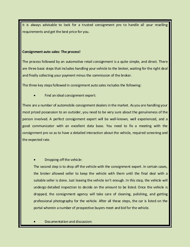Simple steps that define auto consignment