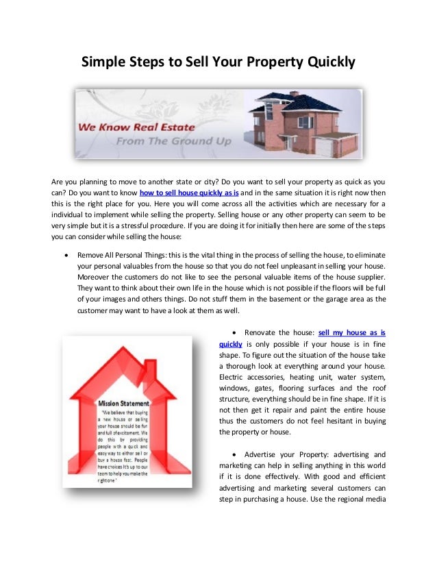 Simple Steps To Sell Your Property Quickly