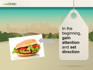 In the
beginning,
gain
attention
and set
direction
 