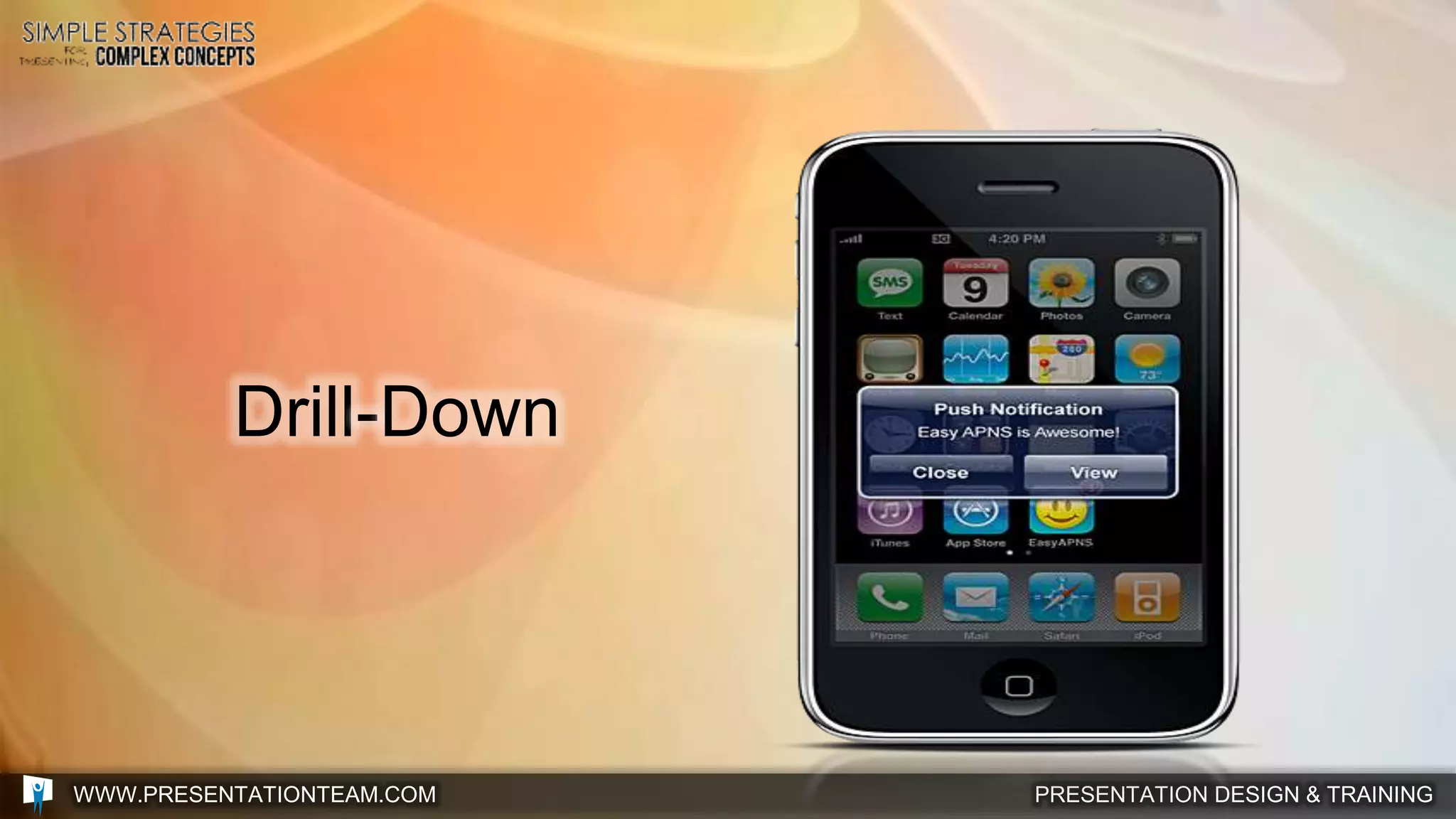 PRESENTATION DESIGN & TRAININGWWW.PRESENTATIONTEAM.COM
Drill-Down
 