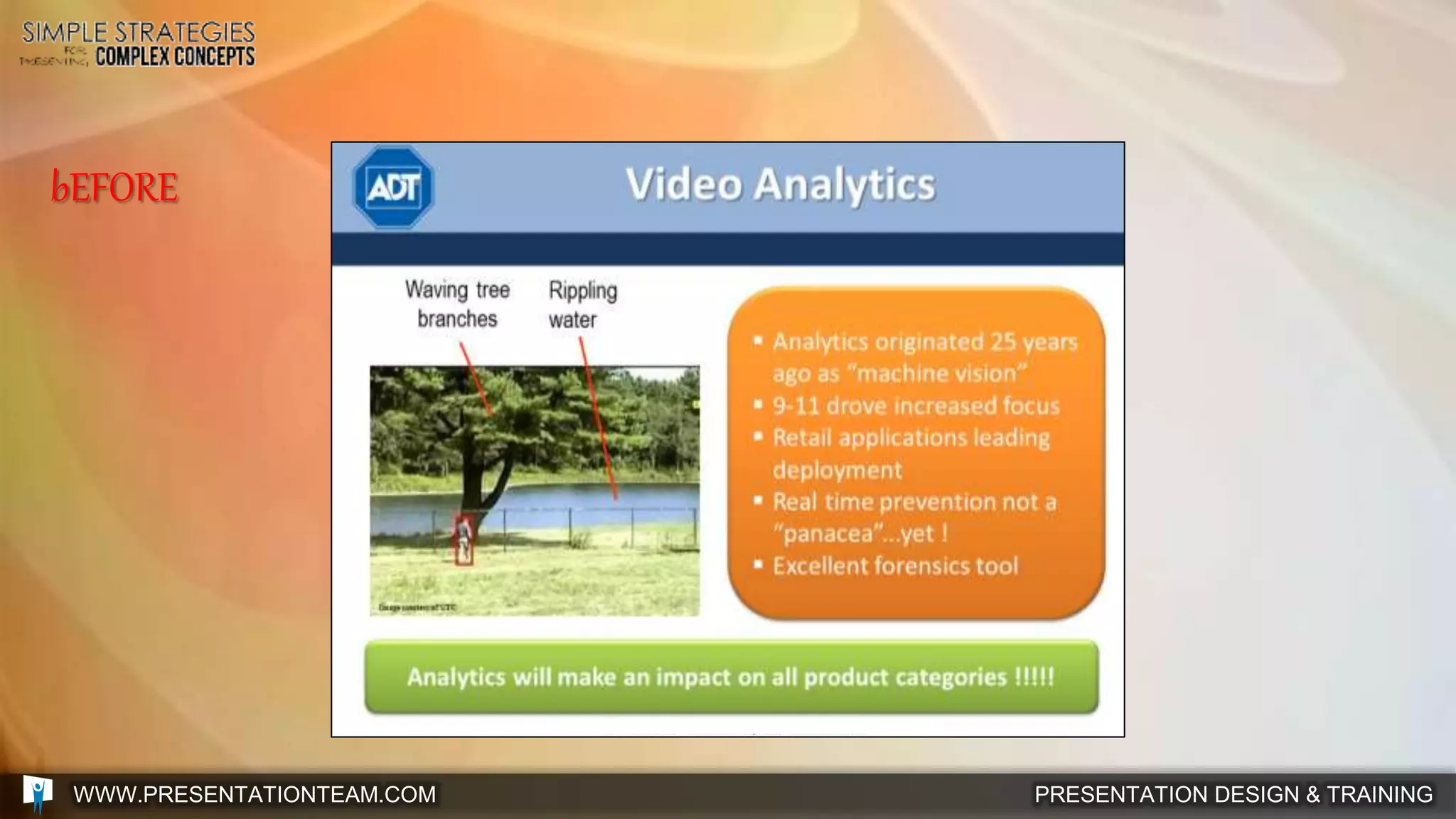 PRESENTATION DESIGN & TRAININGWWW.PRESENTATIONTEAM.COM
bEFORE
 