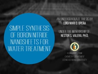 Simple synthesis of boron nitride nanosheets for water treatment | PDF