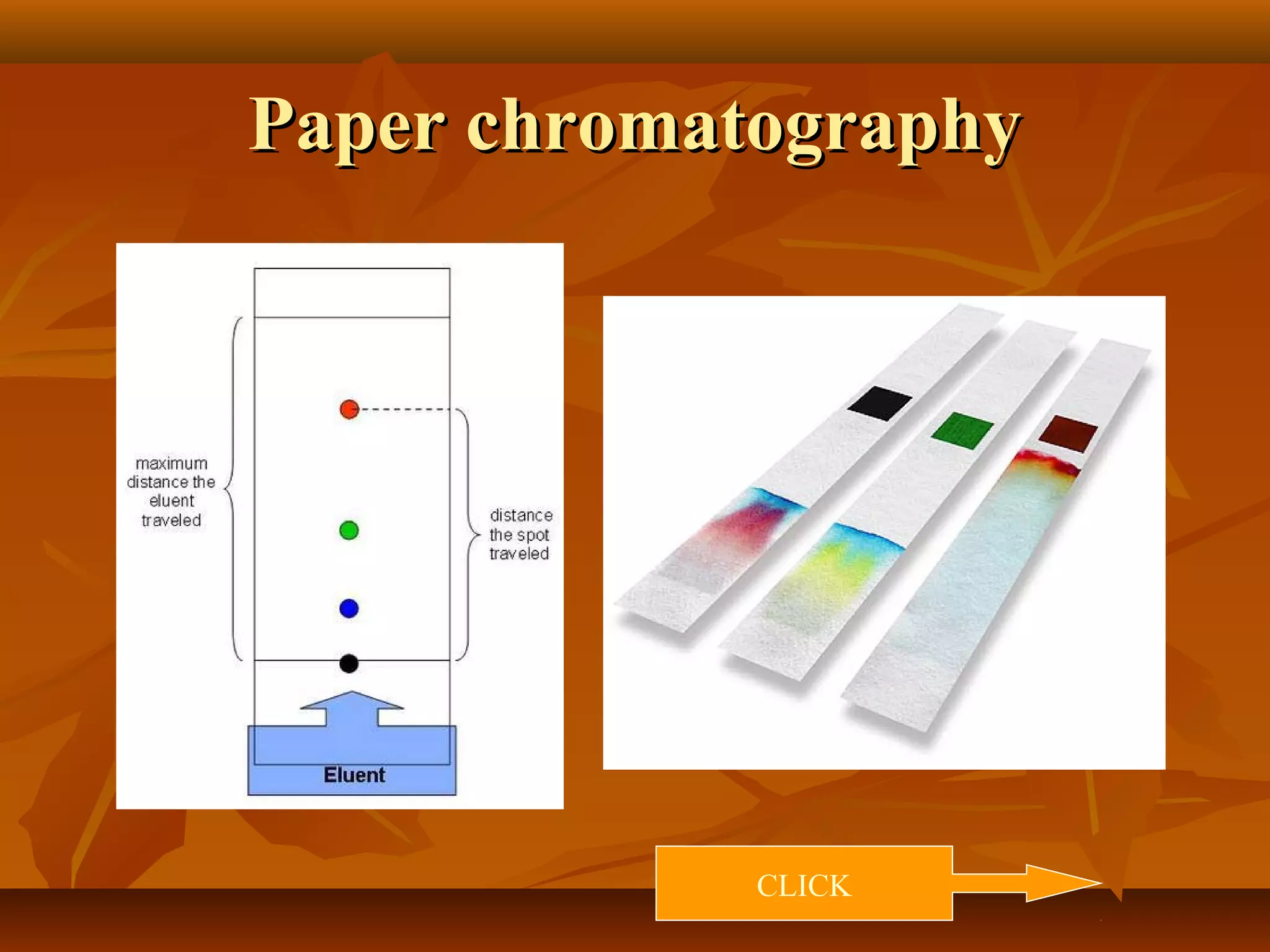 Paper chromatographyPaper chromatography
CLICK
 