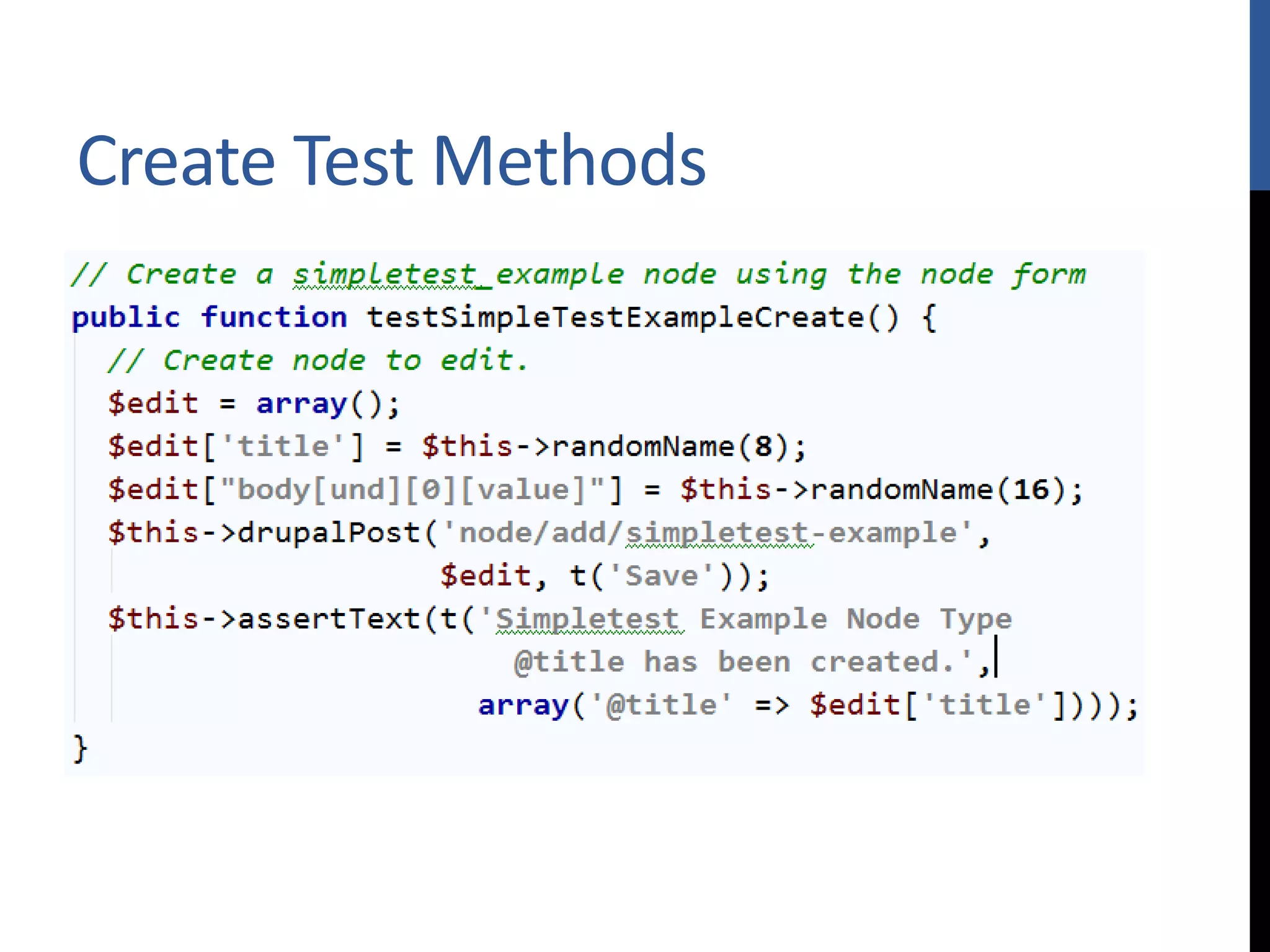 Create Test Methods 