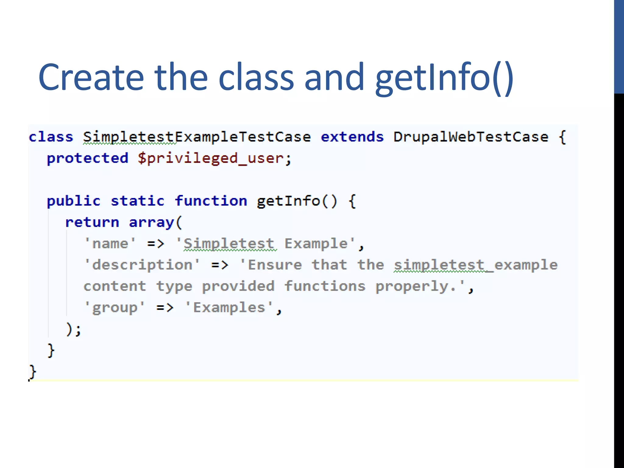 Create the class and getInfo() 