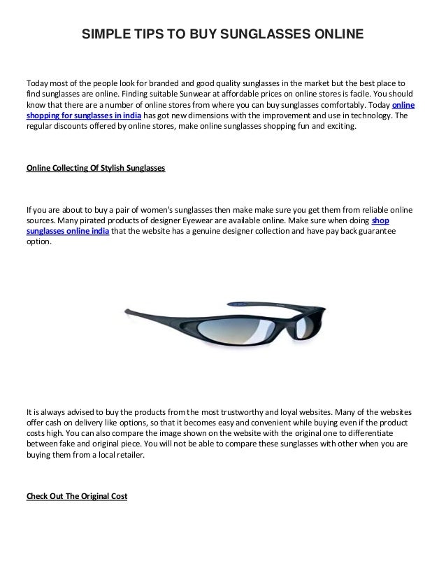 SIMPLE TIPS TO BUY SUNGLASSES ONLINE