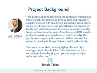Jason Goldberg
Director & CEO Simple Token. 
CEO Pepo
Nishith Shah
Director & COO Simple Token
Early Backers
52
 