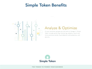 THE TOKEN TO POWER YOUR BUSINESS
Simple Token Beneﬁts
 