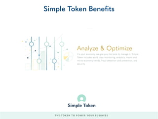 THE TOKEN TO POWER YOUR BUSINESS
Simple Token Beneﬁts
 