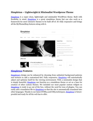 Simpleton   lightweight & minimalist wordpress theme