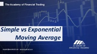 The Academy of Financial Trading
Simple vs Exponential
Moving Average
www.academyft.comsupport@academyft.com
 