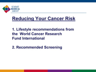 Simple Ways to Reduce Your Cancer Risk - Montclair Public Library - 5.18.19
