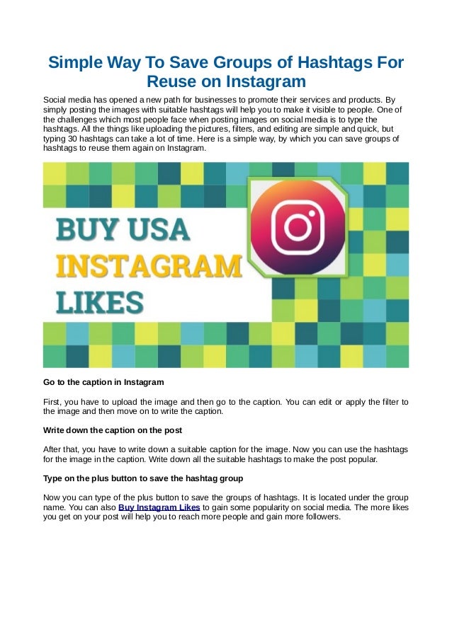 Simple Way To Save Groups Of Hashtags For Reuse On Instagram