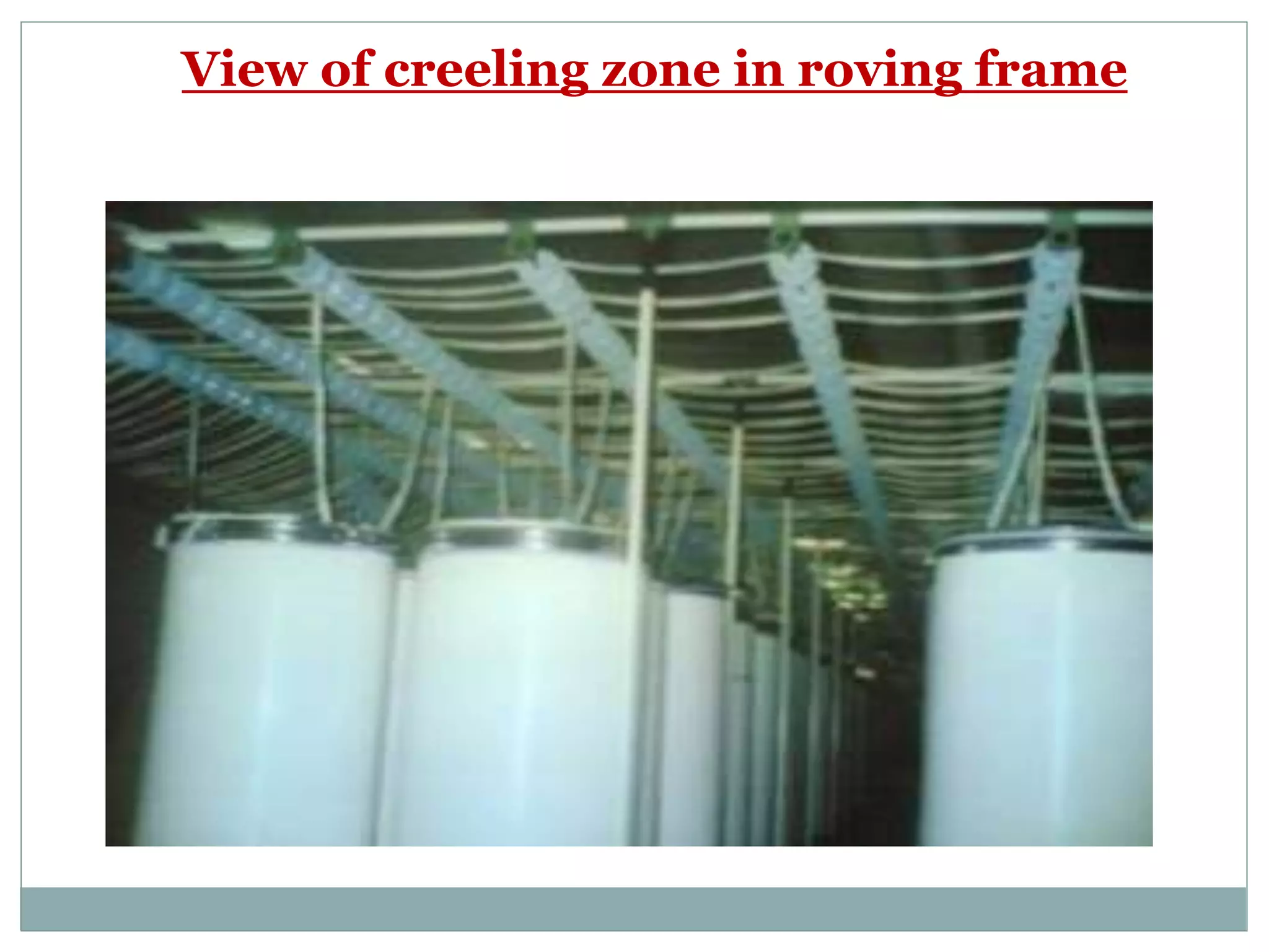 View of creeling zone in roving frame
 