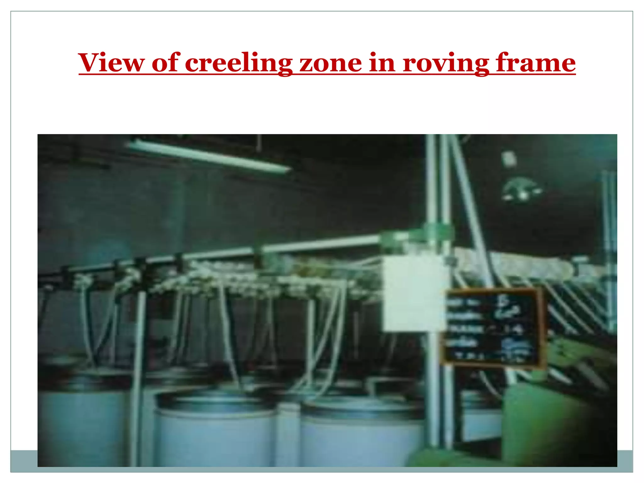 View of creeling zone in roving frame
 