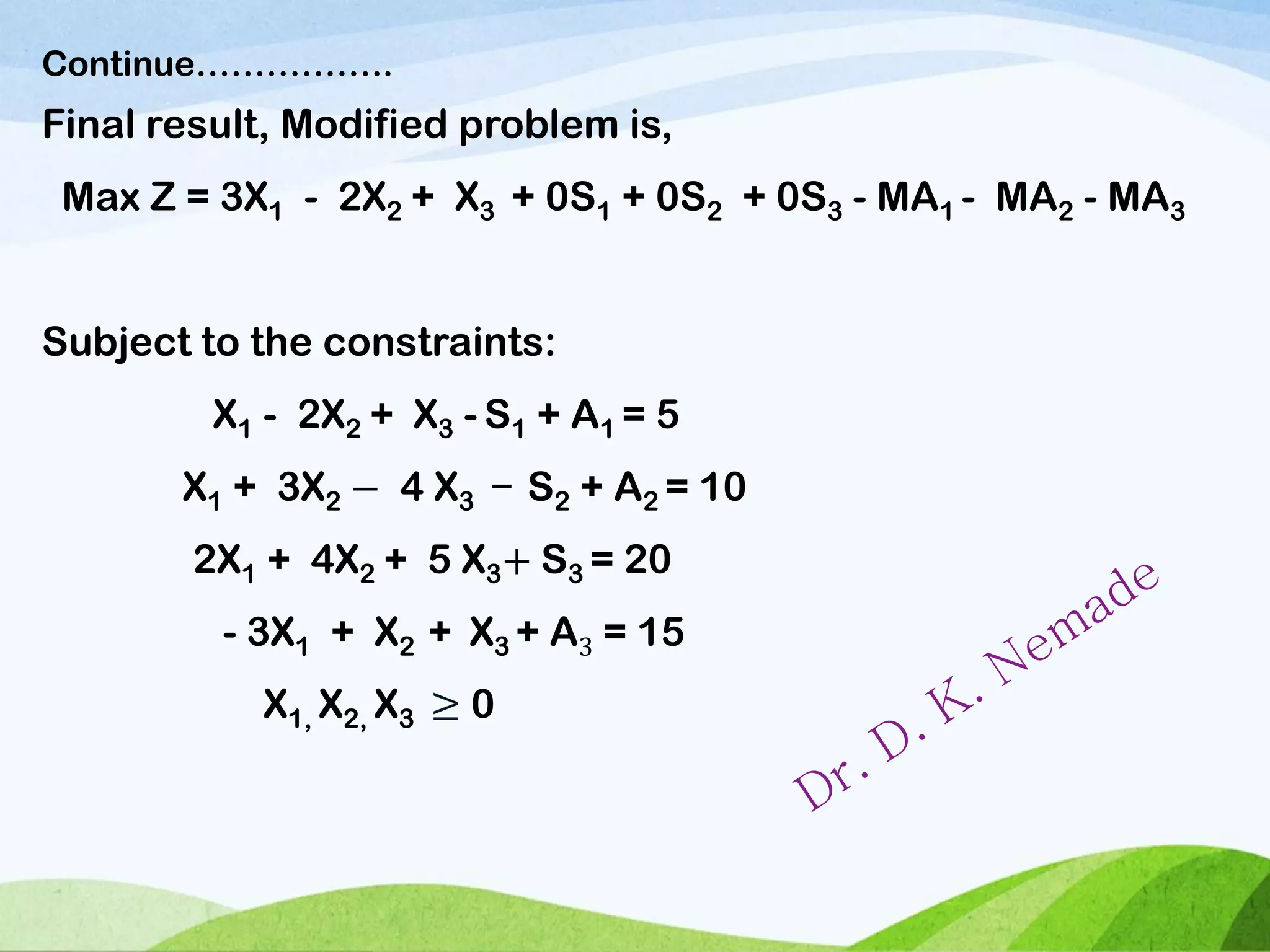Simplex method: Slack, Surplus & Artificial variable | PDF