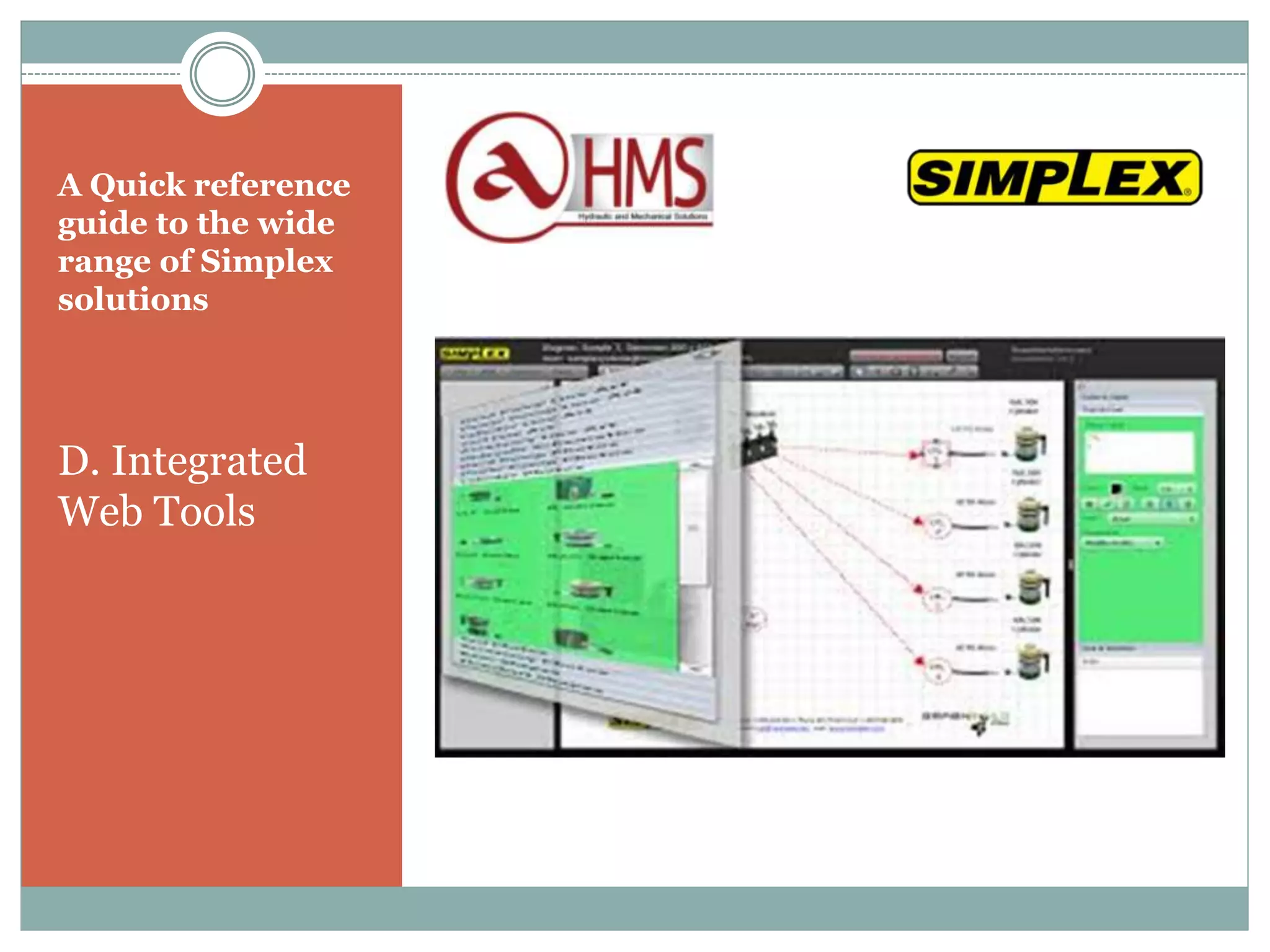 A Quick reference
guide to the wide
range of Simplex
solutions
D. Integrated
Web Tools
 