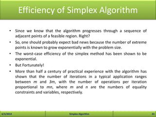Simplex Algorithm Performance Simplex Algorithm | PPTX