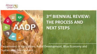 3rd BIENNIAL REVIEW:
THE PROCESS AND
NEXT STEPS
Department of Agriculture, Rural Development, Blue Economy and
Sustainable Environment
 