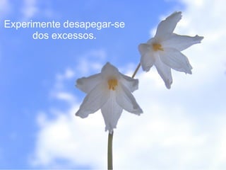 Experimente desapegar-se dos excessos. 