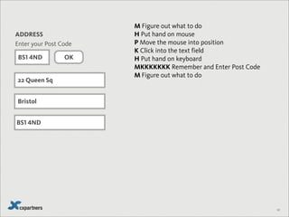 100
Rules for ‘Organise’
Follow patterns that the user knows
Clearly frame your terms of reference
Simple, consistent groupings
Highlight the single most important thing
Don’t force the user to learn codes
 