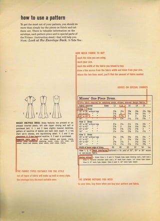 hоw to чве а pattern
То get фе moвt out ot уочr раtфm, you ýhould do
mоrе фап simрlу lsy the pieceв on fabTlc дnd cut
them оцt тhеfе is чдlч9ьl€ informstion оп the
envelope, еасЬ patteln pieee алd iD special DеrЬ of
tne Ртimеr (iдýtтuction shееN) thst will help you.
Fi'ýt Look at tha Er.aelope Back. It тЫIs Yоч:
t{ýsEy oХtРlЕСЕ 0ПЕýs! Dr.ýs ferhres low pl€ssвd ol чп,
pra$ed invalted plesls, left ýlde lipp€l cloýing and sell 0r
purchlsod b.lt. v. l sпd 2 hrvc slightly |owerod r€cklineý,
8athefý аlваЫliпо of ьodice,nd back песk lippel v.1 haý
зhоrt sе!-iл s1.6чеs, and iop.stitching detail. v, 2 зпd З alб
led песkliп€. v. 2 ýaýh is pulchas.d.
.пd ы.id.. Llп.в,
!3h.пtчI., lulat, cr.p.,.]lt llп.п, lllk
ч.r.п. woolt .пlt bl.id.l зh.., ФоЬi Фl cl.n.l сh.lllз.
тнЕ FАвRlс TYPES sUlTABtE FOR тнЕ sTYtE
matk thc vieU уоч alc uýiпg.
nark уOчr sizc.
mаrk the r.ldth ol tt. fаtгiс уOц iltend t0 Ьцr.
draw а liпе .сrоsý ftоm й. labric $dth ind iOшп fi.п уOчг ýiza.
wiеra the t90 liп.s пЕеt, уOч'll find iie апошпt о'
'аЬriс
nrCdCd.
^0vlcE
0]a sрЕсlдt FАвпсs
t0 saYe lime, hч,lЬaп rnan
'0ц
Ьц' уOч. pattнr ara fairic.
поt all tyleý 0f
'аЬriс
uill mаt. чр trcll iп .very style.
tt..пvC|op€ liststh. most sUitablC onCs.
llow MUGH tлOпlс т0 BUY
тнЕ sEwltlG il()Tll)Ns Y()U 1,1EE0
Misses' one"Piece Drоgs.
qUП!d
зУ. Yds,
3yl "
эцп
2rl ,'
viat 2 Dlaaз
з5" ol з6" wilhoul 3yl "
ЗУq l
2ц"
з% ''
ЗУl "
з1^ "
2у1 "
шidth 0l lou.r idm 0f ф. 86 8з 90 92 94 lns.
vl.r I, 2, з optiomD- У. yard 0' З2", З5'оr З6" wоv€п
Dr.lt vl.{ l. I .пd з| тhо.d, ыr. 3.rm hlidlig (opi,), b.lt (opt,),
i]'lo..d ghould.r p.d. (opt,), 5" п.сt typo nop.l, 14" dl..3 tyro
'lpp.l,
5, ..cl ty!. llpp.r. v1.1 2 .nd з| 16' п.сk tyr. zlpDer,
Extlа fabri
l1tDl..t
бб,'ФilhоUt пrD 3lt зщ
2$ll ot 45ll
Big gift for sewing lovers download at : http://thetopworld.com/big-gift-sewing-lovers
 