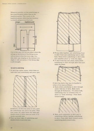 $}|Б Еr*
}
whепе!ег pý.iЫe.(ur tь. c.&rtiEiдrз оп
the сrоssý,iý€ аг!i! г.tЬ, tь.a Ф rb.
leлgthв,ise 8гriа- ТЬ .t dr! Ь tb!
lenathýise агriц r.bib b.r kr. t€ldeacý
to stretch, aoillr.fuud t}. ъ.dr,
Сч! in lbis $sy, you сап also рlап to have the
!.lrзgе at the bottom of the lining so you
Eill поt hale tоhеrп the ]oiver edge, In а
slim skiгt, апу ýhарiпа at the bottom iý ýо
ýlight it {,ill not mаttег if the ]ining еdg€
iý left ýtraiяht.
tfte built.in чпdеIliпiпg
If skift has сепtеI searns, stitch them оп
both J}iгl апd undcг]ining sпd ргрiс оррп,
ElcErItol.,: lf skirt ha_ý pleat ог ý€пt, seam
!hе чпd€rliпiпа onll, аЬо!е thе Pleat. Тhеп
t!r.B .ad.r lЬ. еiа?з Ь]оt tlЁ !.lE rDd
дtt_ .!:.Ji l
'дье
dф !.( пtr{ ll it
d.rrEýr.G.
ltэrk*.a-ar&-a
l---r-Gl-,
Иrол.g Bides togetheг, pin uпdегliпiпg frопt
to Bkirt frопt and lndellinina back to skilt
Ьас}, Baýte_stitch underuning rо skifl sideJ
and waistline about %" JIоm the edges,
If skiIt flont has soft pleatý, baýte_stitch
undeIlining to skirt thгоugh pleat lines and
make the pl€ats.
If skiTt has dalts, they mау Ье handled in
eitheI of two wауs as fotlowЁ:
а Baste-stitch uпdегliпiпg to skiтt thTough
сепt€г fold line of daгts. Make daltý
through all lhicknesses. , То гсdчсе bulk,
чпd€riiпiпя mау Ье tTimmed аwау to
about 1/i" fгоm stitching.) PTesý darts
llale dart_. seFвlel!- iп ýkirt md in
B.&.liDi!a ь.fo.t Ь'tilr8 ulderlining
ь ,bn Ptr.. .tifr d.!,B tоr^зtd сепtег,
-di]{ d.rl' toп.d,id€s.
, Big gift for sewing lovers download at : http://thetopworld.com/big-gift-sewing-lovers
 