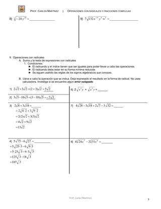 🥇▷【 Simplificación de Radicales. Raíz de Raíz. - Operaciones fracciones  algebraicas 】