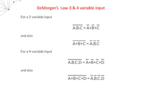 DeMorgan’s Law-3 & 4 variable input
 