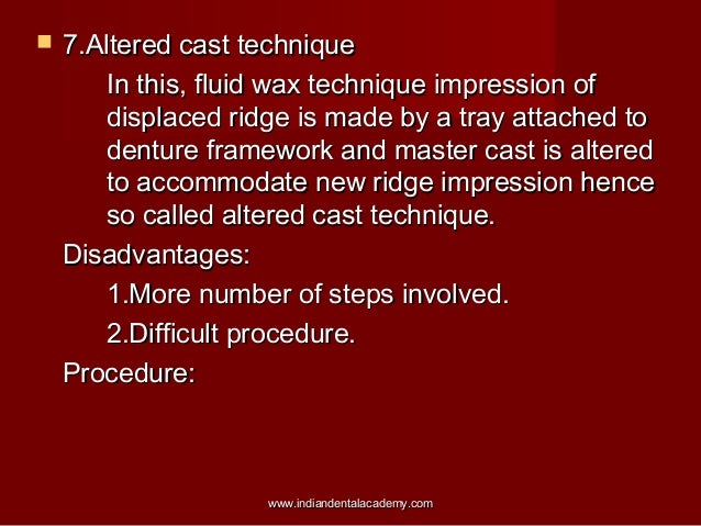 simplified distal extension impression technique oral surgery course altered cast technique