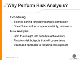 Simplifiying cost and schedule risk analysis with acumen risk | PDF
