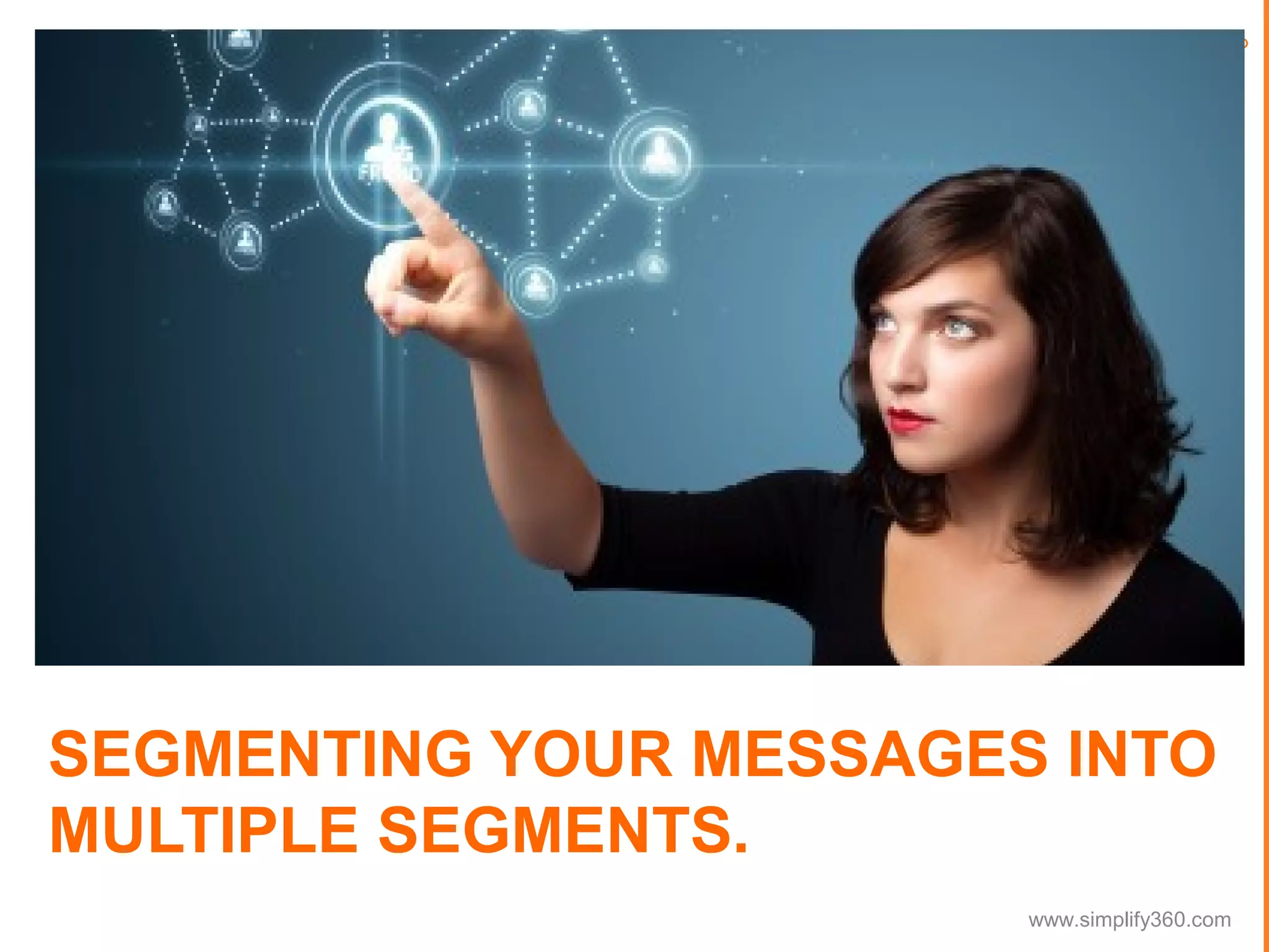 SEGMENTING YOUR MESSAGES INTO
MULTIPLE SEGMENTS.
www.simplify360.com

 