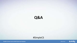5/10/2016 19Simplify Customer Success With Closed-Loop Playbooks @GetAmity
Q&A
#SimpleCS
 
