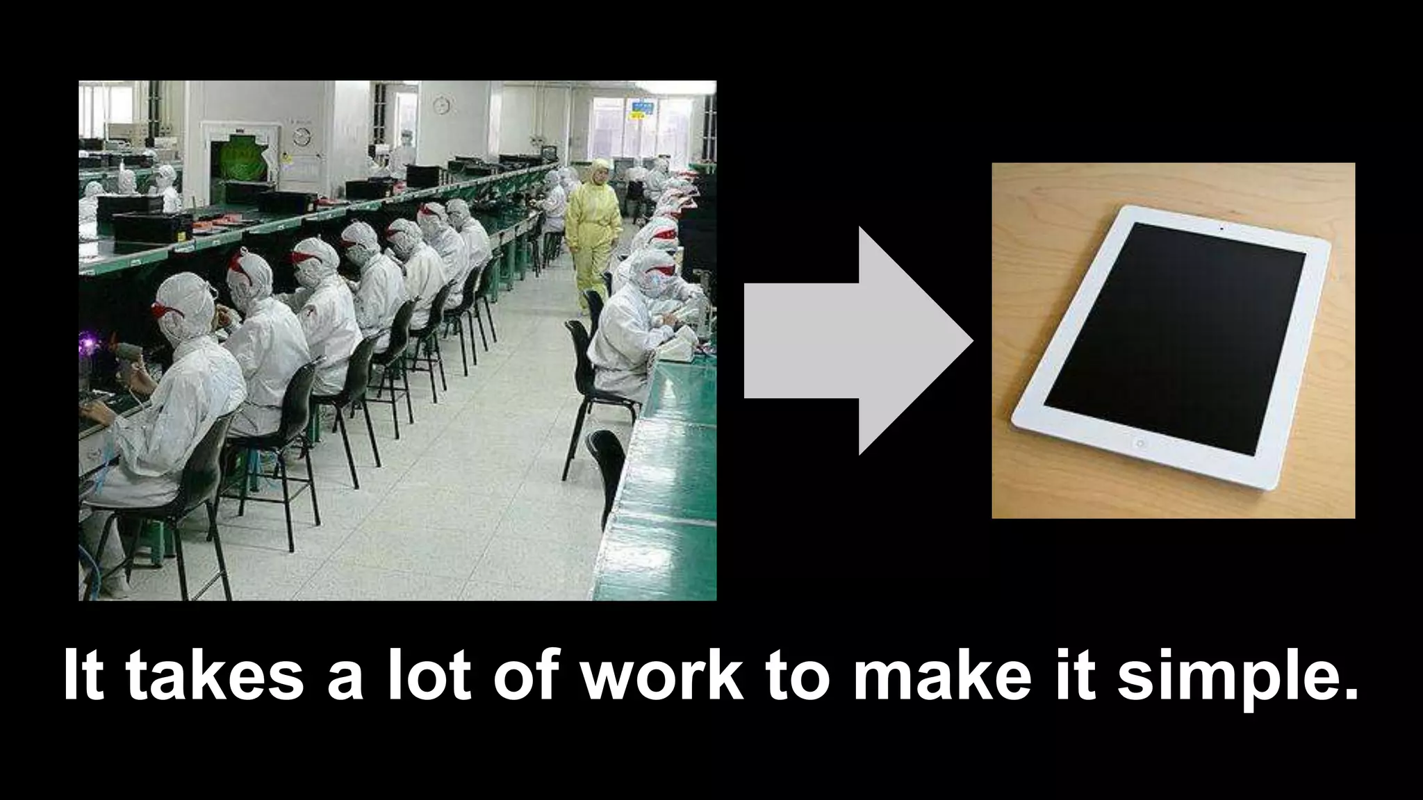 It takes a lot of work to make it simple.
 