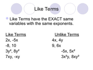 Light Terms Math SimplifyingAlgebraicExpressionsPowerPoint-1.ppt