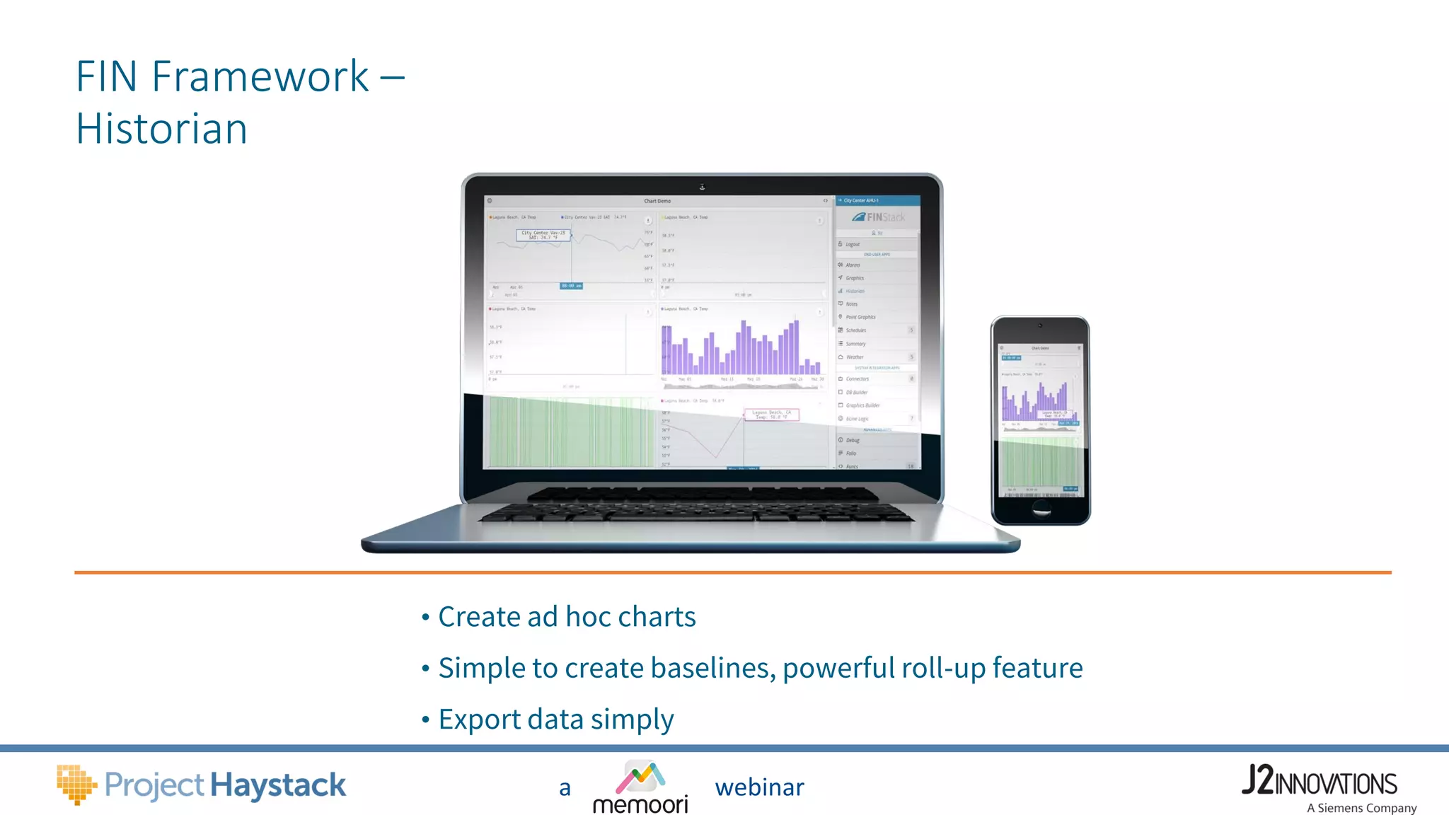 a webinar
FIN Framework –
Historian
• Create ad hoc charts
• Simple to create baselines, powerful roll-up feature
• Export data simply
 